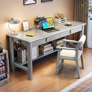 Solid Wood Minimalist Computer Desk For Home Office Study Room Bedroom Workstation Writing Desk With Storage <b>Shelf</b> - Product Image 2