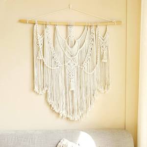 Arazzo da Parete in Macramè Boho in Cotone con Motivo Verticale per Camera da Letto e Soggiorno - Product Image 5