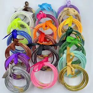 Wholesale Five layers Glitter PVC Jelly Bracelet&Bangle All Saints' Day Silicone Gold Powder Bracelets Jewelry Gifts