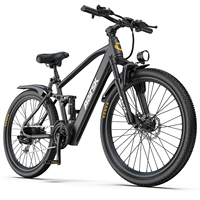 Vélo Électrique Urbain Aairsk 36V 13Ah 400W 26'' Double Suspension 21 Vitesses Frein à Disque Moteur Brushless PAS Moteur Moyeu Arrière