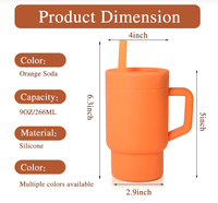 Gobelet en silicone pour bébé de 9 oz sans BPA, gobelet d'apprentissage pour tout-petits, enfants, avec paille et poignée, anti-fuite, gobelet d'apprentissage pour bébé