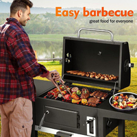 Chariot de jardin extérieur personnalisé Barbecue de camping américain Barbecue à charbon de bois Barbecue fumeur avec table double face