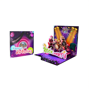 3D Pop Up Animal Band Birthday Card Premium <b>Paper</b> Laser Cut Handmade Gift For Kids And Adults - Product Image 2