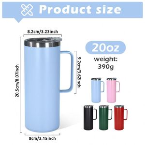 Logo 20Oz Double Walled Stainless Steel Insulated Coffee Tumbler Camping Mug With Plastic Bottom and Handle Small Storage Bottom - Product Image 6