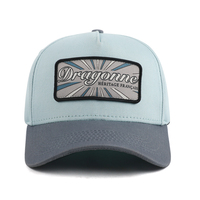 Casquette de baseball unisexe à calotte haute, bicolore bleu clair et gris, avec patch tissé Dragonne, réglable à fermeture snapback, style streetwear