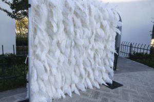 Hot Bán Mật Độ Cao Hoa Nhân Tạo Tường Backdrop Với Màu Trắng Hồng Đà Điểu Lông Cho Đám Cưới & Đảng Nhiếp Ảnh Trang Trí Nội Thất - Product Image 4