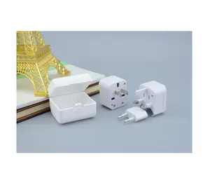 Worldwide White All-in-one International Power Adapter UK US AU EU Plug Universal Travel Adapter Convector With Plastic Box