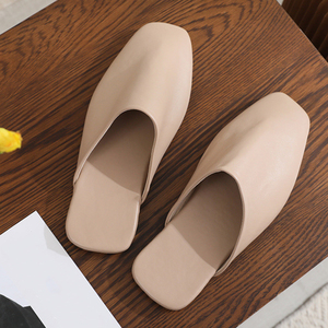 Women's Slip on Comfort Spring Summer Autumn Genuine Leather Square Toe Loafer Mule <b>Clogs</b> Flat Casual Breathable <b>Slippers</b> - Product Image 5