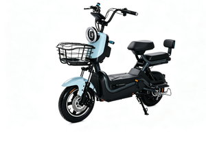 Bicicleta Eléctrica Portátil de 2 Ruedas con Canasta Delantera para Carga, Color Azul Claro, E-Scooter Familiar para Adultos, para Desplazamientos Diarios y Compras - Product Image 2