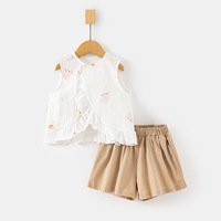 Conjunto de Camiseta de Algodón Fino Personalizada para Bebé, Pantalones Cortos de Tela Ultrafina Antiarrugas, Ropa Holgada para Verano