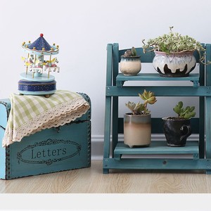 Two Layer Folding Solid Wood Flower Stand <b>Shelf</b> For Balcony Indoor Plant Display <b>Rack</b> Rectangle Standing Type - Product Image 4