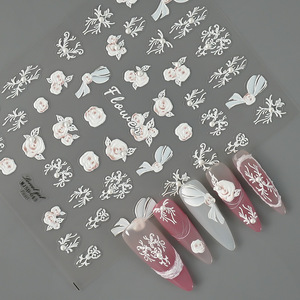 Fournitures pour ongles Autocollants pour ongles en fleurs colorées 3D/5D français personnalisés en plastique PET Embossés adhésifs DIY Vernis à ongles <span class=keywords><strong>Manucure</strong></span> - Product Image 1