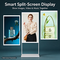 Écran d'affichage numérique LCD ADS portable sur pied, double barre verticale, 43 pouces, en verre trempé blanc