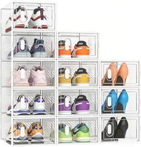 Caja de Almacenamiento de Zapatos de PET Grueso en Oferta, Caja de Exhibición de Zapatillas Plegable a Prueba de Polvo, Contenedor de Zapatos Transparente Apilable para el Hogar - Product Image 1