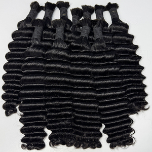 <b>Deep</b> <b>Wave</b> Bulk Hair Human Hair No Weft Natural Black Soft Bouncy Hair For Braiding Boho Braids <b>Wig</b> Making - Product Image 1
