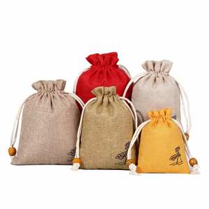 Wholesale Ecological Recycled High Quality Recycled Burlap Linen Jute <b>Drawstring</b> Bag with Custom Printed logo - Product Image 4