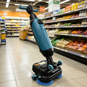 Dual Brush <b>Walk</b> Behind Floor Cleaning <b>Machine</b> Home-use Compact <b>Walk</b>-behind Scrubber Wireless Battery Powered Model - Product Image 1