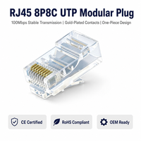Conector RJ45 8P8C Cat5e a Precio Competitivo, Enchufe de Red UTP de Una Pieza Sin Blindaje para Sistema de Red Cat5e