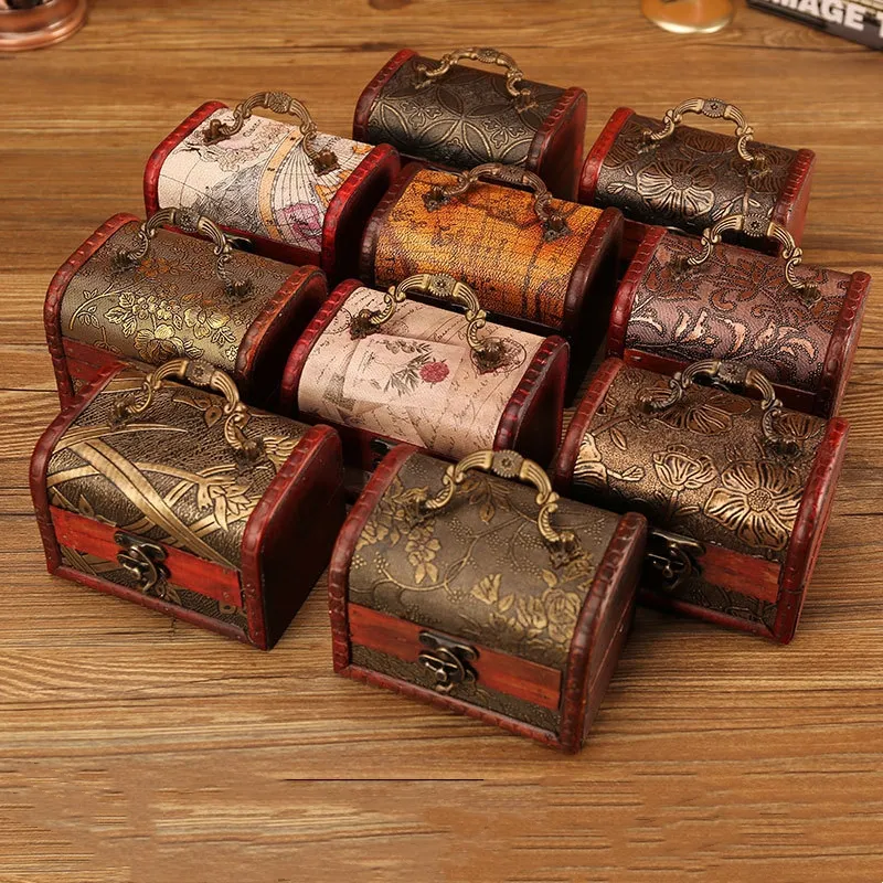 Madera Vintage para hacer embalaje de productos antiguos Caja de madera Caja de almacenamiento de joyas de regalo Dulces de boda con caja de regalo de mano