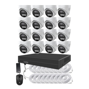 Audio bidirectionnel 16 canaux 4K CCTV POE <span class=keywords><strong>NVR</strong></span> Kit 8MP tourelle réseau système de caméra dôme en métal Vision nocturne colorée - Product Image 1