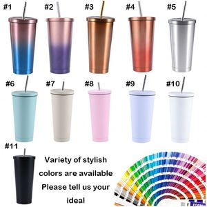 Custom Regular Tumbler with Straw Coated Vacuum Insulated Stainless Steel Tumbler Cups Coffee <b>Mugs</b> Travel <b>Mug</b> Stainless Steel - Product Image 2