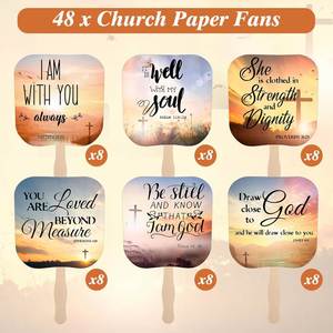 Éventail en papier chrétien personnalisé avec poignée en bois, cadeau de bienvenue pour les visiteurs d'église, pour les fans de l'église - Product Image 4