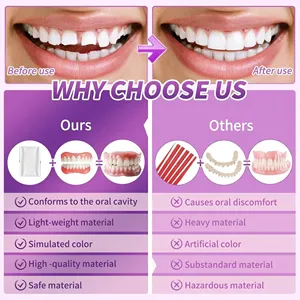 Prothèses dentaires supérieures et inférieures en silicone moulable, ajustement doux et confortable, ensemble de dents artificielles, sourire naturel, confiance, aucune colle requise, soins bucco-dentaires - Product Image 4