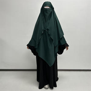 Khimar musulman 2 couches pour l'Aïd et le Ramadan, avec attache arrière, foulard de prière islamique, cordon avant, cape Nida - Product Image 2