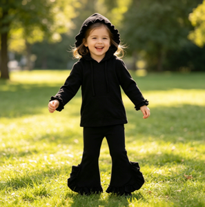 Ensemble 2 pièces en coton pour filles, personnalisé, brodé, à manches longues, avec volants, collection <span class=keywords><strong>Twin</strong></span> <span class=keywords><strong>Sisters</strong></span> Fall, directement de l'usine - Product Image 3