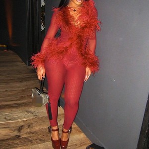 Nouvel ensemble 2 pièces pour femme : haut à manches longues en maille et fourrure de couleur unie et pantalon moulant – Tendance - Product Image 1