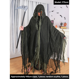 Cape d'Halloween Costume <span class=keywords><strong>de</strong></span> Diablo Cape <span class=keywords><strong>de</strong></span> <span class=keywords><strong>Mort</strong></span> Cosplay en lambeaux Horreur Médiévale Cape <span class=keywords><strong>de</strong></span> Sorcière Magique Cape d'Halloween Diable - Product Image 5