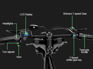 دراجة كهربائية جبلية للطرق الوعرة بمحرك 1000 واط للعجلة الخلفية وبطارية 48 فولت 15 أمبير/ساعة، دراجة هجينة للمدينة بإطارات عريضة للبالغين - Product Image 4