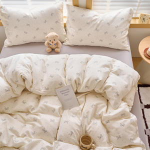 Drap-housse en <span class=keywords><strong>gaze</strong></span> <span class=keywords><strong>double</strong></span> couche 100% coton de classe A avec housse de couette, ensemble de literie toutes saisons - Product Image 3