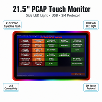 Interface USB bon marché de 21.5 pouces Moniteur à écran tactile POG PCAP Nouvel équipement de divertissement à protocole 3M avec lumière LED latérale
