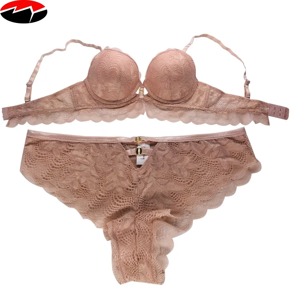 China Manufacturer Fancy 2 PCS Woman Embroidery Lace Transparent Bra And Panty Sets