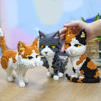Bloques de construcción educativos para niños, juguete de piezas de bloques de construcción con diseño de gato y mascota, hecho a mano, decoración