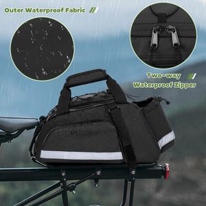 Sac de porte-bagages arrière pour vélo en bâche PVC, capacité 12L, sac isotherme, <span class=keywords><strong>bandes</strong></span> réfléchissantes, poignée renforcée, bandoulière amovible - Product Image 3