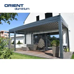 Groothandel Gemakkelijk Afstandsbediening Pergolafdekking Aluminium Pergola Outdoor Aluminium Lamellen Pergola Voor Exterieur Cover