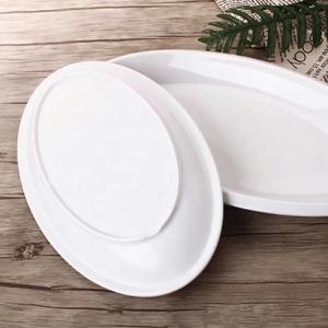 Personnalisez le LOGO Vente en Gros <span class=keywords><strong>Assiette</strong></span> Ovale de Restaurant en <span class=keywords><strong>Plastique</strong></span> Sur Mesure Vaisselle Blanche <span class=keywords><strong>Assiette</strong></span> Ovale en Mélamine - Product Image 2