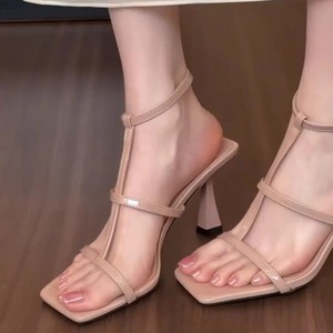 Sandalias de Tacón Alto de Alta Calidad para Mujer, Estilo Nupcial, de Cuero Genuino, Tacón Cuadrado, Cierre Deslizante, Antideslizantes, Cómodas e Informales - Product Image 4