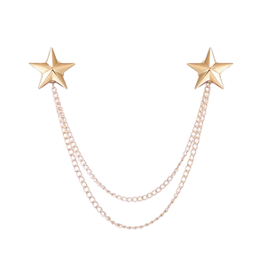 Bros Bintang Unisex Logam Rantai Rumbai Peniti Kerah Kemeja Gesper Kerah <span class=keywords><strong>Retro</strong></span> Pin Kerah Jas Aksesoris Perhiasan Kalung - Product Image 1