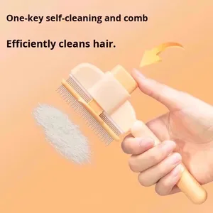 Prezzo di fabbrica a <span class=keywords><strong>pelo</strong></span> <span class=keywords><strong>lungo</strong></span> tipo di perno a denti fini autopulente per cani e gatti toelettatura strumenti per la rimozione dei peli per animali domestici spazzola <span class=keywords><strong>pettine</strong></span> - Product Image 2