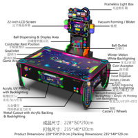 Table de hockey sur air néon pour 2 joueurs, machine de jeu d'arcade à pièces avec écran LCD de 22 pouces