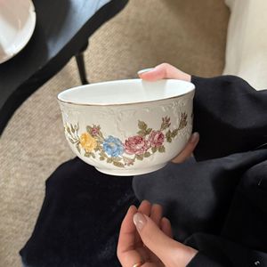 New autumn gold-edge floral relief ceramic plates, dessert plates, oval plates, Western food and dessert storage, home display - Product Image 6