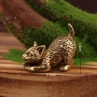 1 pièce Mini figurine de chaton rétro en laiton, décoration de bureau, ornement animalier de simulation, populaire à l'international