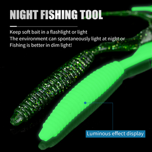LUSHAZER 5pcs/bag Soft Fishing Lure 14cm Curl Tail Grub <strong>Worm</strong> Luminous Soft Plastic Bait for Bass Trout Walleye Pike Freshwater - Product Image 6