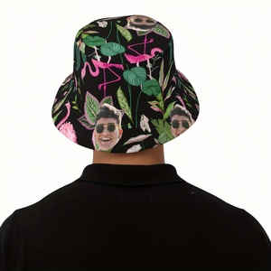 Custom Photo Bucket Hat Tropical Leaf Design Personalized Fisherman Cap for Men Women Daily Use Summer Travel Hat <b>Face</b> Cartoon - Product Image 1