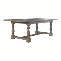 D1840-180 Table rectangulaire de banquet rustique en bois massif de chêne antique français rétro pour mariage, dîner, ferme, cuisine, fête en plein air, salle à manger