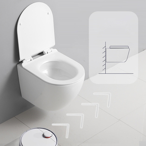 GSIO Factory Supplies Sanitaire Blanc Salle de Bain Wc Céramique Ronde Cuvette Murale Accrochée avec Réservoir - Product Image 3