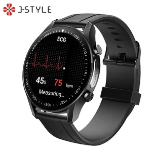 J-Style 2051E独特的1.39寸AMOLED高清5ATM BLE 5.1智能心电PPG看SpO2体温心监测仪智能手表